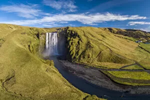 Remote Location Collection: Aerial view of Skogafoss waterfall, South Iceland, Iceland