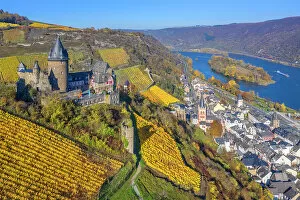 Germany Fine Art Print Collection: Aerial view at the Stahleck castle with Bacharach, Rhine valley, Rhineland-Palatinate
