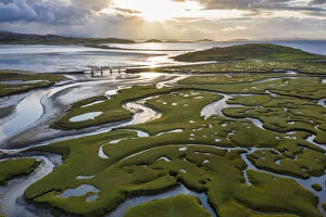 Ireland Photo Mug Collection: Aerial view of the wetlands of Mulranny, Achill Island, County Mayo, Connacht province