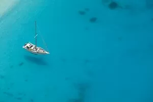 Navagio Collection: Boat off Shipwreck (Navagio) Beach, Zakynthos, Ionian Islands, Greece