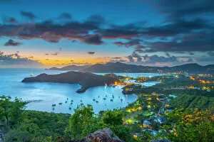 Seascape art Fine Art Print Collection: Caribbean, Antigua, English Harbour from Shirley Heights, Sunset