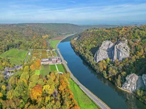 Rivers Canvas Print Collection: Chateau de Freyr with river Maas near Dinant, Ardennes, Wallonia, Province Namur, Belgium