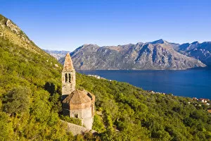 Montenegro Poster Print Collection: Church on the mountains, Prcanj, Bay of Kotor, Kotor, Montenegro