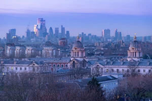 Greenwich Park Collection: City of London & Royal Naval College from Greenwich Park, London, England, UK