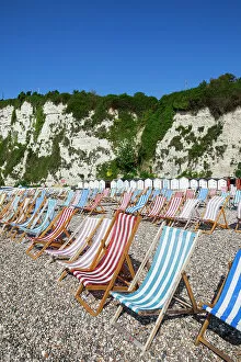 Unesco Collection: England, Devon, Beer, Deckchairs on Beach