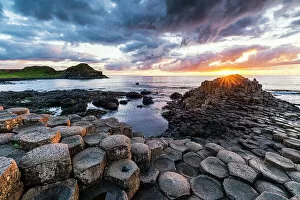 Sunset landscapes Poster Print Collection: The Giants Causeway, County Antrim, Ulster region, Northern Ireland, United Kingdom