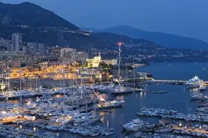 Western Mediterranean Mouse Canvas Print Collection: Harbour at dusk, Monte Carlo, Monaco
