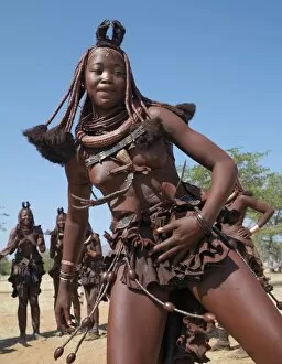 African Tribe Collection: Himba women perform the otjiunda dance