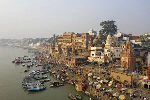 India Metal Print Collection: India, Uttar Pradesh, Varanasi, Gange River and Historic Ghats