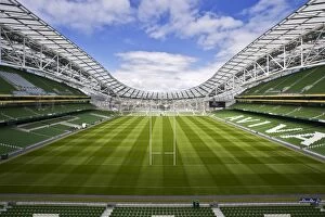 Ireland Photographic Print Collection: Ireland, Dublin, Lansdowne Road Football stadium, interior panoramic view looking from the south