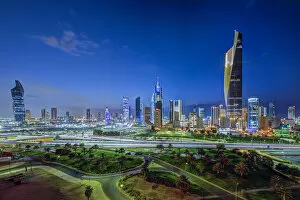Kuwait Collection: Kuwait, Kuwait City, Elevated view of the modern city skyline and central business