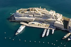 Malta Photo Mug Collection: Malta, South Eastern Region, Valletta. Aerial view of Fort St. Angelo on Vittoriosa