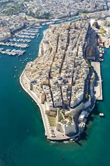 Malta Cushion Collection: Malta, South Eastern Region, Valletta. Aerial view of Senglea, one of the Three Cities