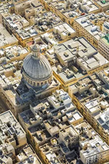 Malta Postcard Collection: Malta, South Eastern Region, Valletta. Aerial view of the dome of the Carmelite Church