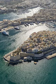 Malta Photo Mug Collection: Malta, South Eastern Region, Valletta. Aerial view of Senglea, one of the Three Cities