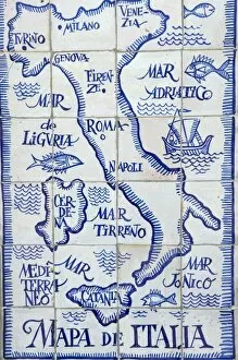 Andalusia Collection: Map of Italy and the Mediterranean made out of ceramic tiles on a street in Seville
