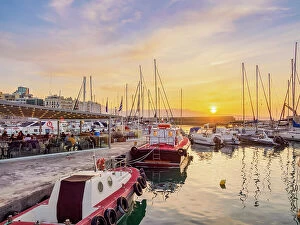 Sundown Collection: Marina at the Old Venetian Port, sunset, City of Heraklion, Crete, Greece