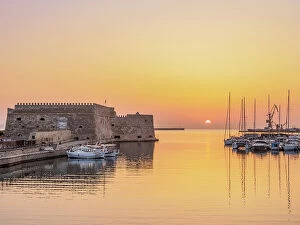Isle Collection: Old Venetian Port and The Koules Fortress at sunrise, City of Heraklion, Crete, Greece