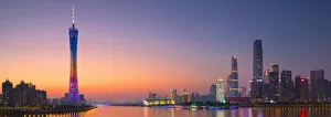 Chinese Metal Print Collection: Skyline of Tianhe at sunset, Guangzhou, Guangdong, China