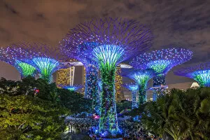 Singapore Pillow Collection: The Supertree Grove light show at Gardens by the Bay nature park, Singapore