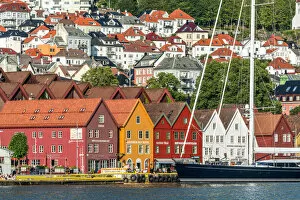 Waterfront Collection: Traditional old timber houses in Bryggen, Bergen, Hordaland County, Norway