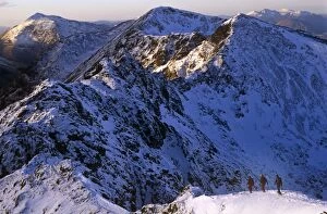 John Hills Premium Framed Print Collection: Traversing the Aonach Eagach Ridge above Glencoe, Scottish Highlands