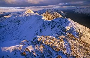 John Hillers Poster Print Collection: Traversing the Aonach Eagach Ridge above Glencoe, Scottish Highlands