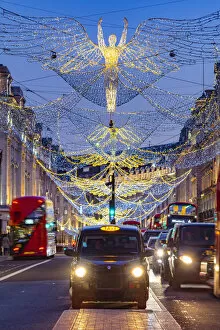 Taxies Fine Art Print Collection: UK, England, London, West End, Regent Street, Christmas Lights