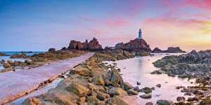 Seascape art Framed Print Collection: United Kingdom, Channel Islands, Jersey, Corbiere Lighthouse