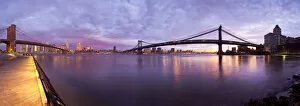 Brooklyn Bridge Canvas Print Collection: USA, New York City, Manhattan, The Brooklyn and Manhattan Bridges spanning the East river