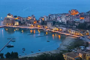 Peter Adams Collection: View over harbour at dusk, Castellammare del Golfo, Sicily, Italy