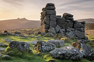 Landscape paintings Photographic Print Collection: View towards Haytor from Hound Tor, Dartmoor National Park, Devon, England