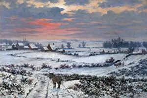 Rural countryside paintings Canvas Print Collection: Snow Piece, Bulwell Forest, Nottinghamshire