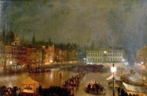 Local Artists And Places Canvas Print Collection: Torchlight Tattoo of Robin Hood Rifles, Nottingham Market Place - Claude Thomas Stanfield Moore