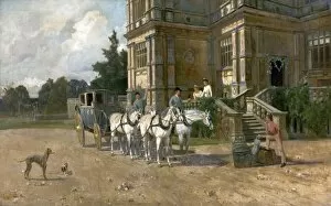 Luggage Collection: Front View of Wollaton Hall, Nottingham with Horse and Carriage