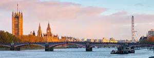 Western European Collection: UK, England, London, Houses of Parliament, Big Ben, London Eye and Lambeth Bridge