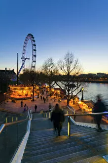 London Eye Collection: UK, England, London, The Southbank, Christmas Market and London Eye