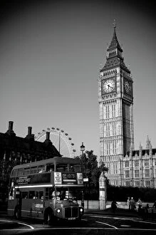 London Eye Poster Print Collection: UK, London, Houses of Parliament, Big Ben, London Eye beyond