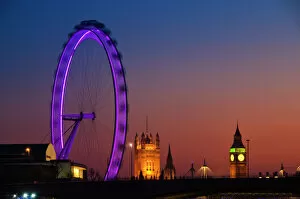 London Eye Poster Print Collection: UK, London, Houses of Parliament, Big Ben and London Eye