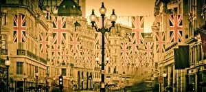 Alan Copson Collection: UK. London. Regent Street. Union Jack decorations for Royal Wedding