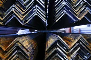 New Poster Print Collection: Steel angles are pictured at the Ariel Metal steel trader warehouse in Podolsk