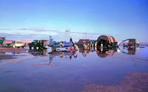 Related Images Poster Print Collection: Bluebird camp flooded on Lake Eyre 1963