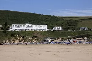 Devon Canvas Print Collection: Looking north towards Saunton Sands Hotel, North Devon. Saunton Sand beach is a Unesco designated