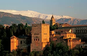 Castles Pillow Collection: Alhambra; Granada; Andaslusia, Spain, Sierra Nevada
