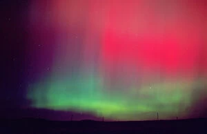 Northern Lights Collection: Aurora borealis, northern lights at midnight east of Boise, Idaho following an unusually