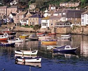 England Acrylic Blox Collection: Europe, England, Mousehole. The harbor is a busy place in Mousehole, Cornwall, England