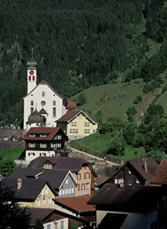 Switzerland Pillow Collection: Europe, Switzerland, Wassen, Canton Uri, Alps (Medium Format)
