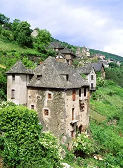 David Barnes Collection: France, Conques, Aveyron, Medieval houses