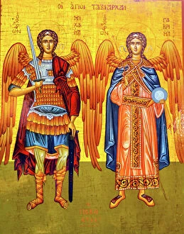 Cultural Collection: Saint Michael Angels Golden Icon Saint Georges Greek Orthodox Church Madaba Jordan