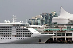 Vancouver Collection: Silversea Silver Shadow cruise ship docked at Port Vancouver in British Columbia, Canada